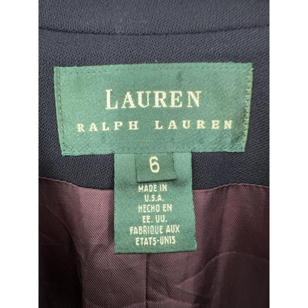 Vintage Lauren Ralph Lauren Blazer Womens 6 Blue Worsted Wool Royal‎ Crest USA - Picture 2 of 11
